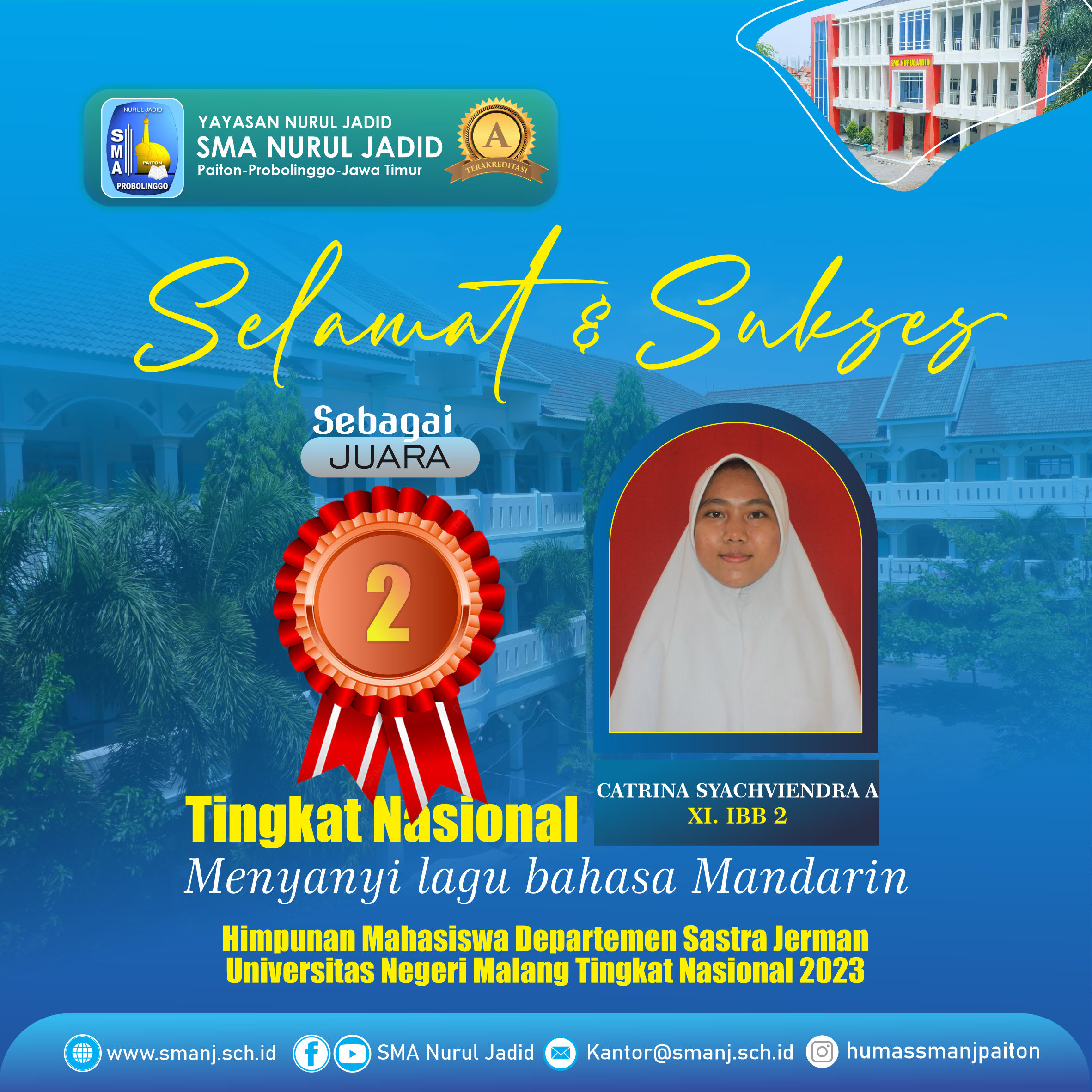 Juara 2 Menyanyi lagu bahasa Mandarin