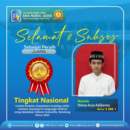Juara 1 lomba Rodoku (membaca nyaring cerita bahasa Jepang)
